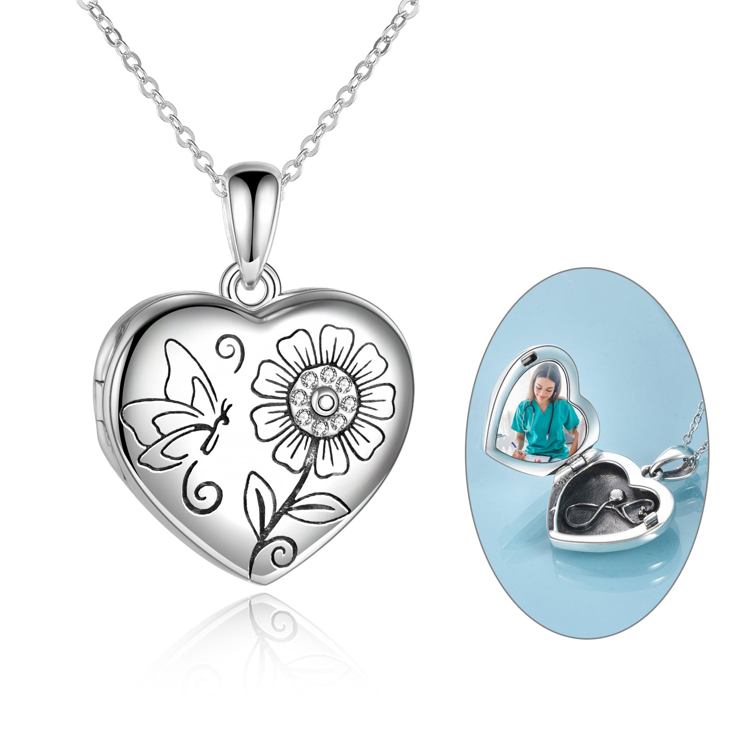 Nurse Necklaces Medicine Stethoscope Heart Shaped Locket Necklaces  Engraved  She Believed she Could so she did on The Pendant Back