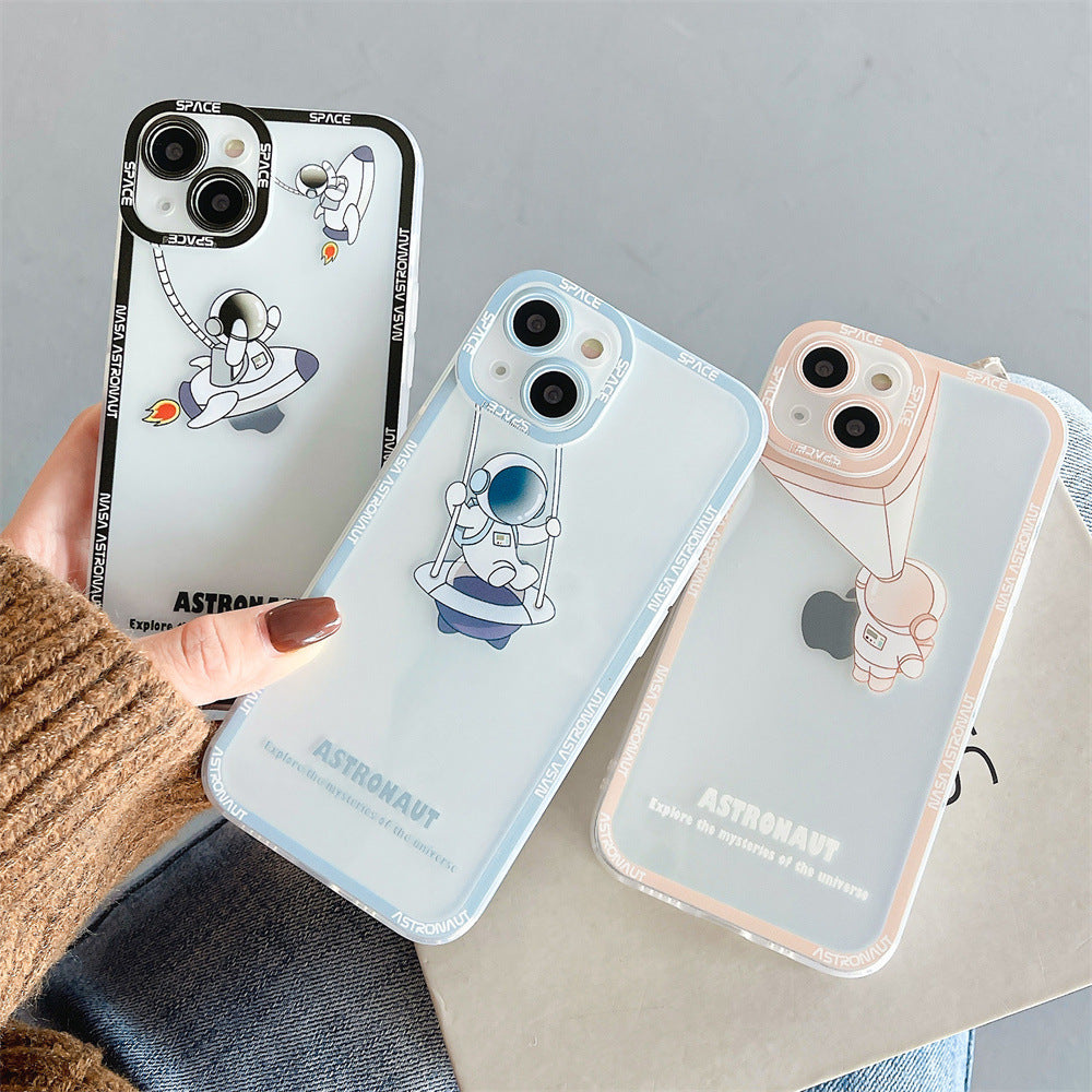 Silicone Astronaut Printed Transparent Phone Case