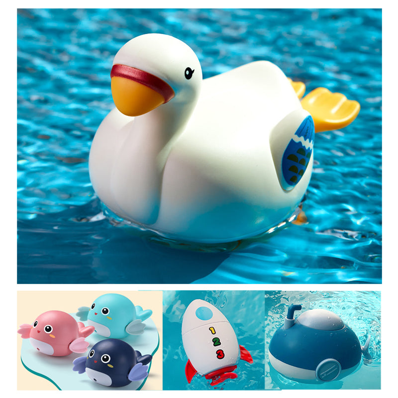 Baby Bath Toys Cute Cartoon Goose Dolphin Swimming Wind-up Clockwork Infant Children Water Toys Gifts Kids Showering Toys - Minihomy