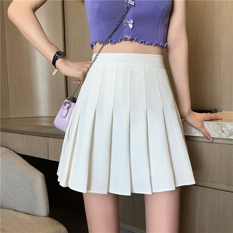 Plaid Pleated Skirt Female High Waist Slim Short - Minihomy