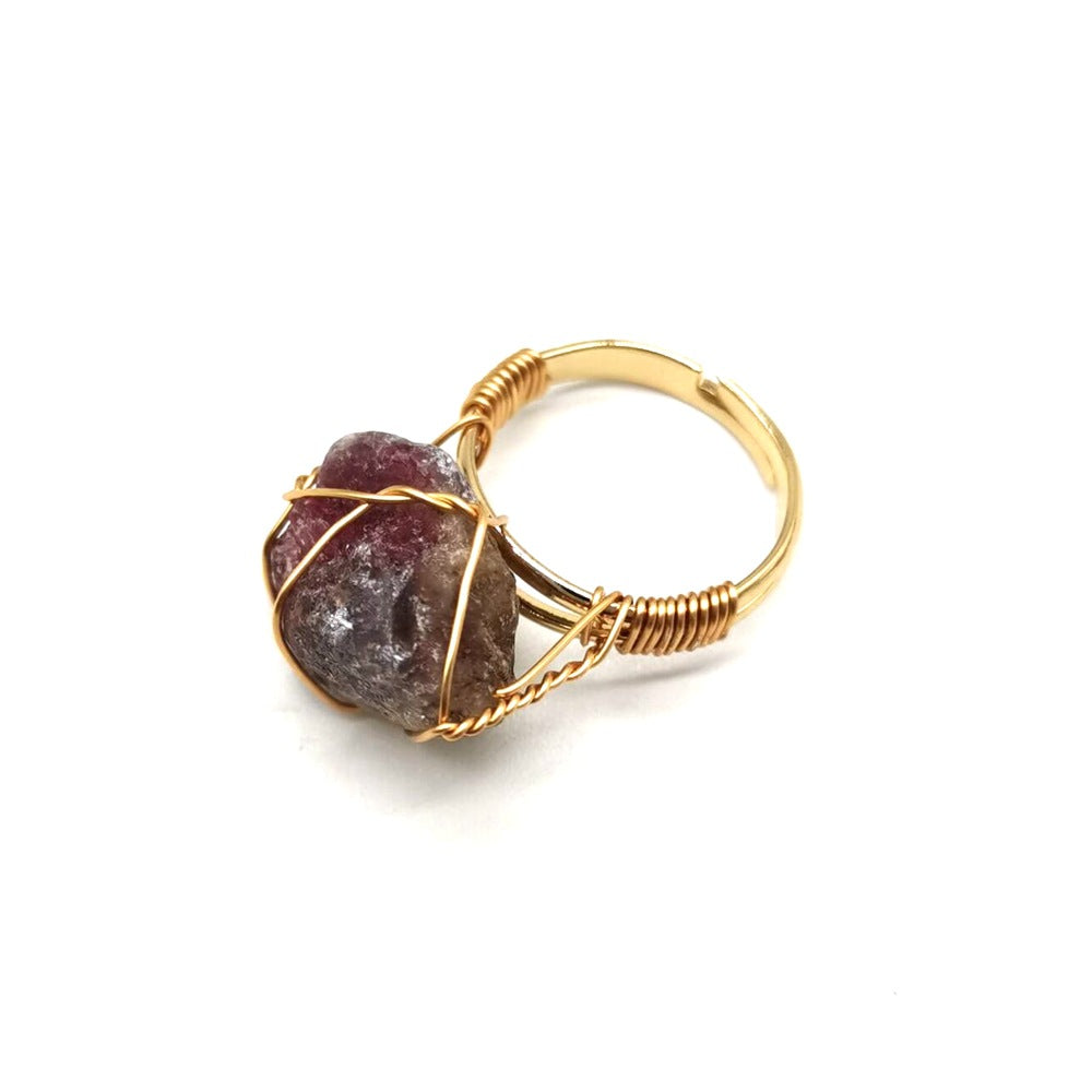 Personality Hand Wrapped Rough Stone Agate Ring - Minihomy