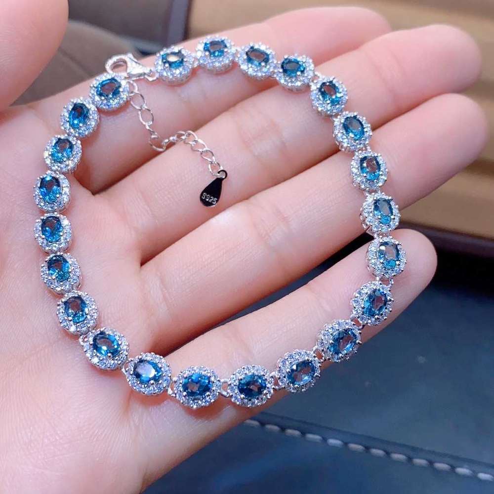 Natural Blue Topaz Bracelet Crystal Inlaid With Precision - Minihomy