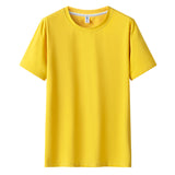 Men Short Sleeved Round Neck Solid Color Clothes - Minihomy