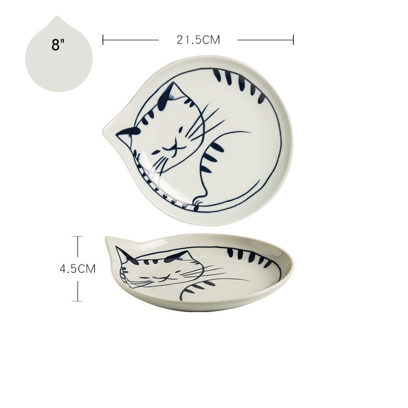 Cute Cat Plate Home Creative Ceramics - Minihomy