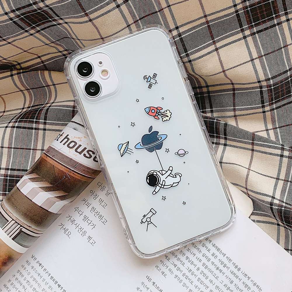 Creative Spaceman Transparent Cute Phone Case - Minihomy