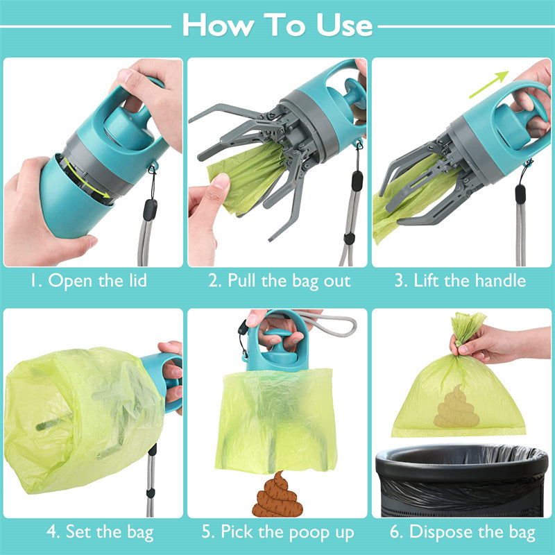 Portable Lightweight Dog Pooper Scooper With Built-in Poop Bag Dispenser - Minihomy