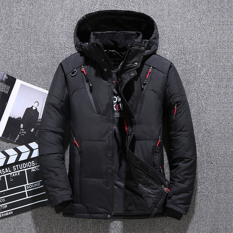 Winter Thick Men Jacket Solid Hooded Coats Hat Detachable Jacket