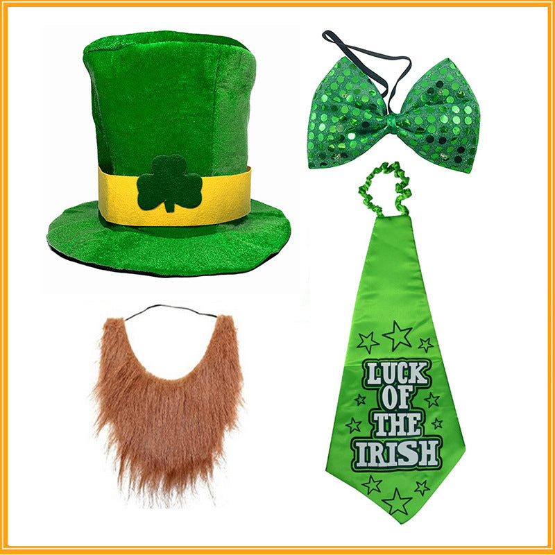 Saint St Patricks Day Green Hat Lucky Costume Accessories Celebration Carnival Props For Irish Party Hat With Beard