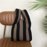 Stylish Checkerboard Wool Knit Woven One-Shoulder Armpit Bag