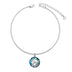 14k White-Gold Plated Austrian Circular Blue Crystal with S925 Sterling Sliver Hummingbird Anklet Summer Beach Gifts