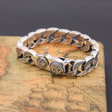 925 Sterling Silver Jewelry Retro Personality Men's Thick Creative Spring Hole Pop Bracelet