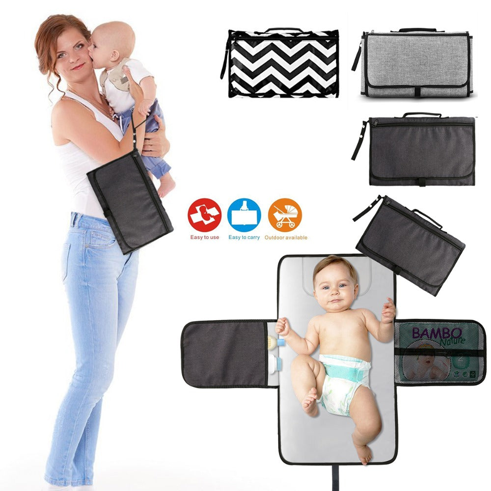 Baby Portable Foldable Washable Compact Travel Nappy Diaper Changing Mat Waterproof Baby Floor Mat Change Play Mat & Storage Bag - Minihomy