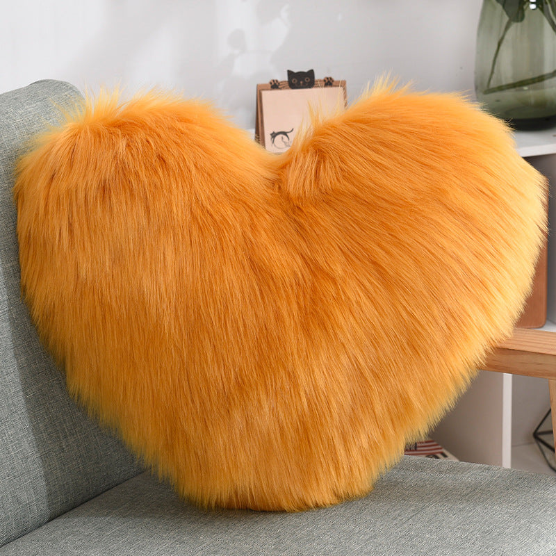 Pillows Heart Shape Long Plush Fluffy Shaggy Cushion Cover - Minihomy