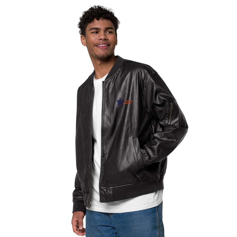 Freedom Leather Bomber Jacket - Minihomy