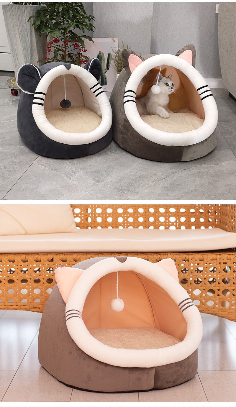 Warm Soft Cat Bed Winter Warm House Cave Pet Dog Soft Nest Kennel Kitten Bed House Sleeping Bag for Small Medium Dogs Supplies