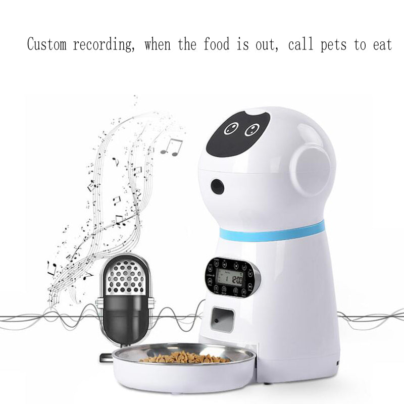 Smart Automatic Pet Feeder With Voice Record Stainless Steel LCD Screen Timer For Dog Food Bowl Cat Food Dispenser Pet Bowl