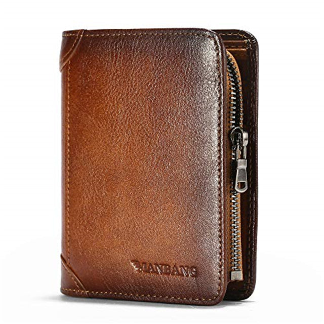 Genuine Leather Men Wallet Small Mini Card Holder Male Wallet Pocket Retro purse High Quality