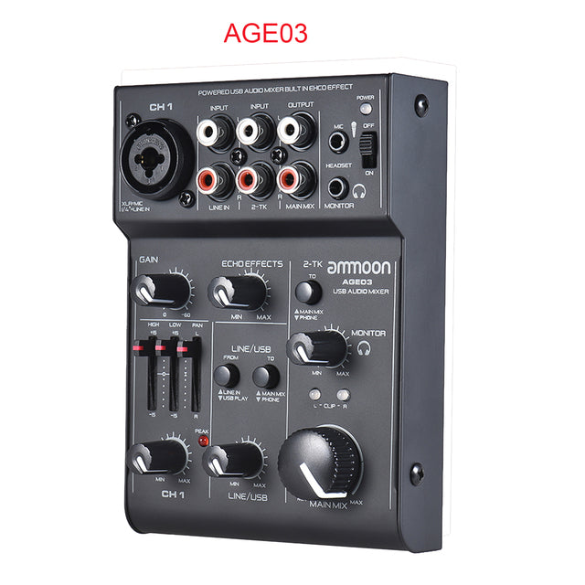 4-Channel 2-band EQ 48V Sound Mixing Console Digital Audio Mixer - Minihomy