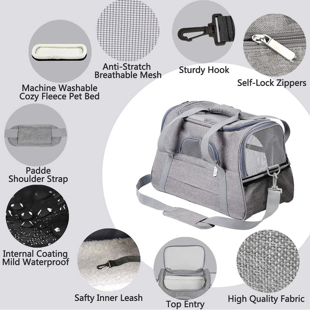 Portable Backpack With Mesh Window Airline Approved Small Pet Transport Bag Carrier For Dogs - Minihomy