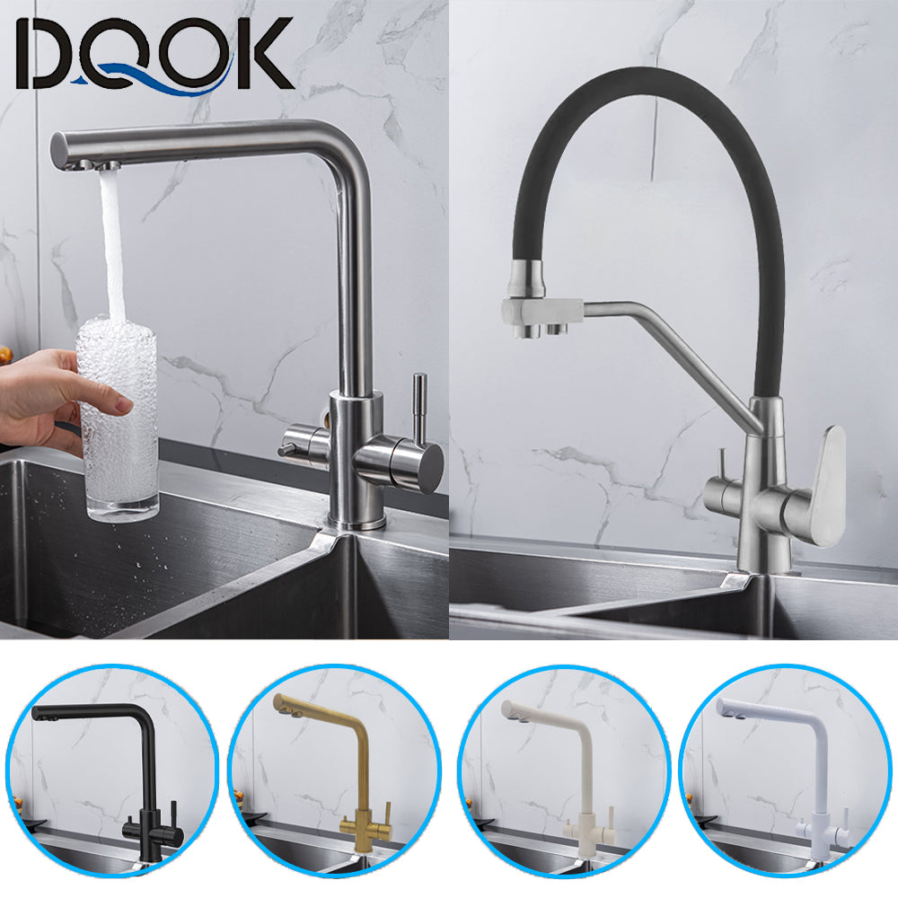 DQOK Drinking Filtered Water Kitchen Faucet Purification Tap Dual Handle Faucet Kitchen Sink Tap - Minihomy