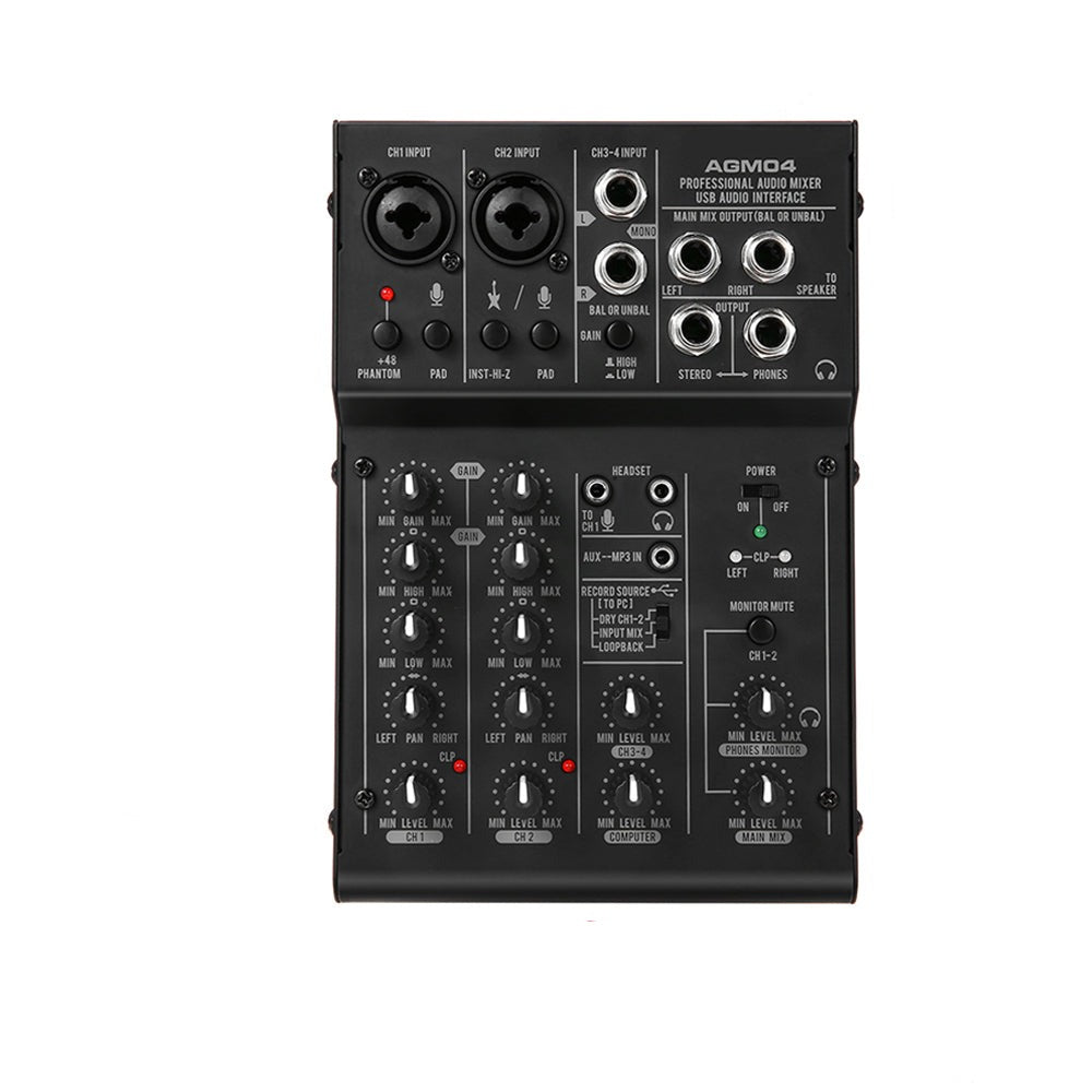 4-Channel 2-band EQ 48V Sound Mixing Console Digital Audio Mixer - Minihomy