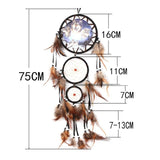 Handmade Feather Dream Catcher Brown Wolf Pattern Wind Chimes For Wall Hanging Ornments Car Home Decoration - Minihomy