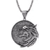 Vintage Wolf Head Pendant Necklace Wicher Wild Hunt Medallion Animal Jewelry Accessories for Men Boys